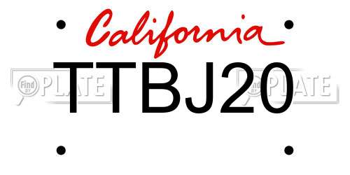 TTBJ20 California License Plate