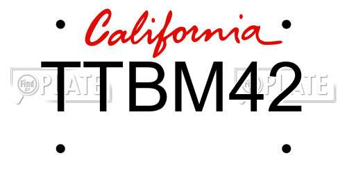 TTBM42 California License Plate