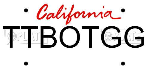 TTBOTGG California License Plate