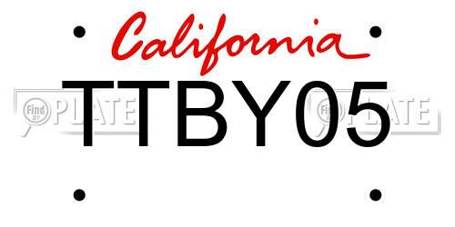 TTBY05 California License Plate