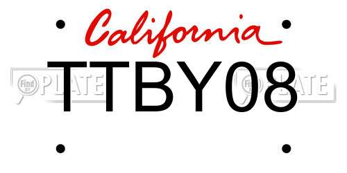 TTBY08 California License Plate
