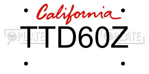TTD60Z California License Plate