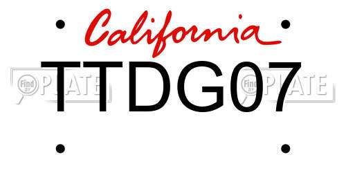 TTDG07 California License Plate