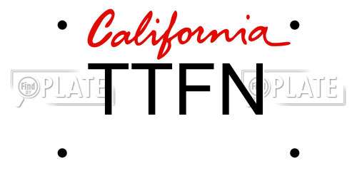 TTFN California License Plate