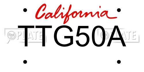 TTG50A California License Plate