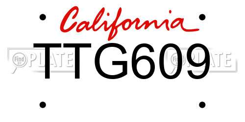 TTG609 California License Plate
