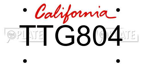 TTG804 California License Plate