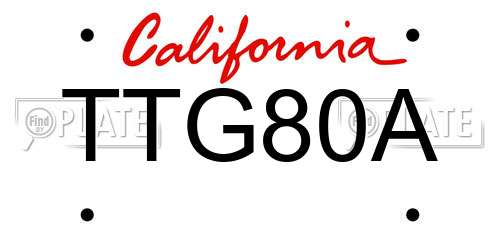 TTG80A California License Plate