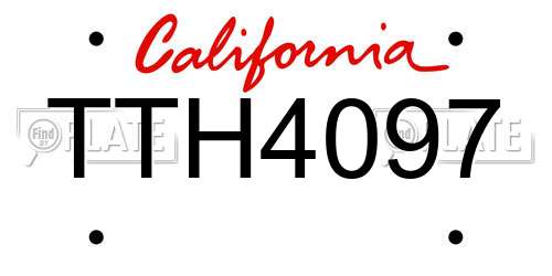 TTH4097 California License Plate