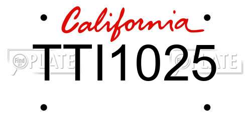TTI1025 California License Plate