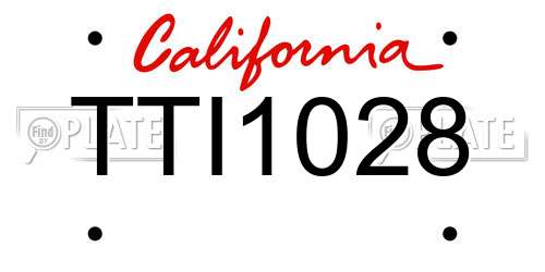 TTI1028 California License Plate