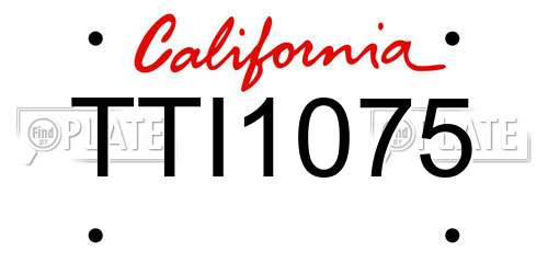 TTI1075 California License Plate