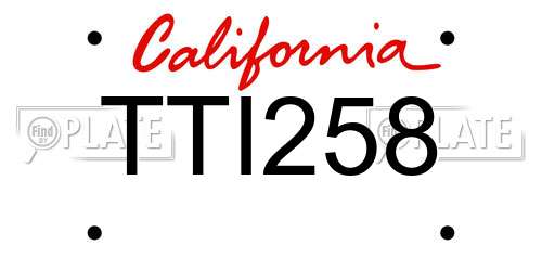 TTI258 California License Plate