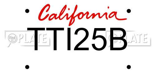 TTI25B California License Plate
