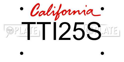 TTI25S California License Plate