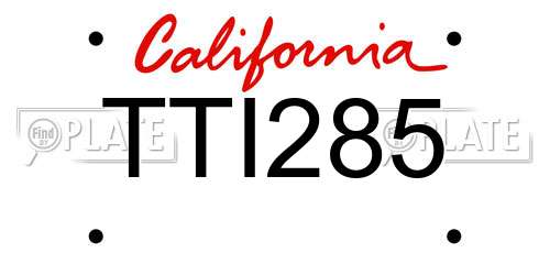 TTI285 California License Plate