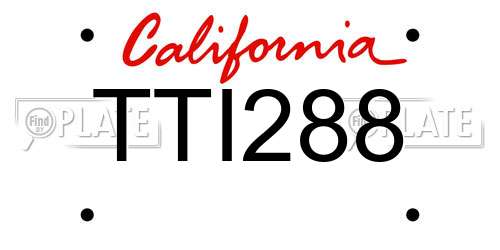TTI288 California License Plate