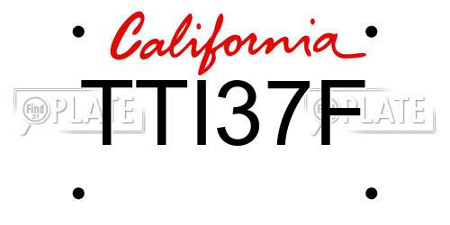 TTI37F California License Plate