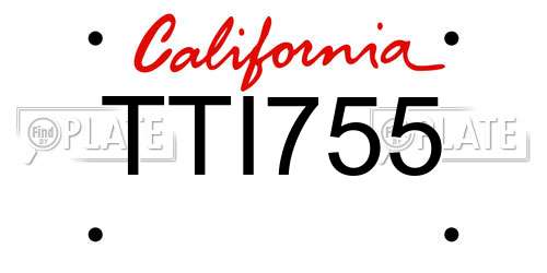 TTI755 California License Plate