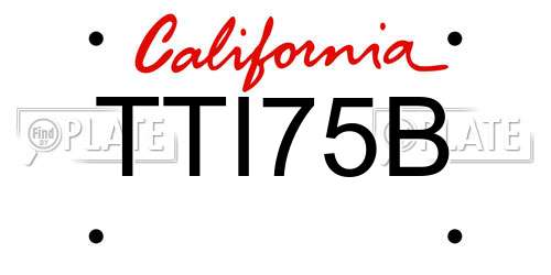 TTI75B California License Plate
