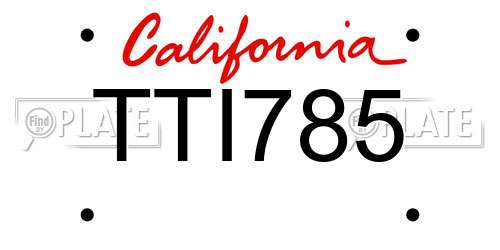 TTI785 California License Plate