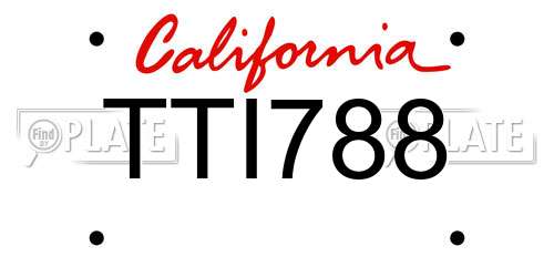 TTI788 California License Plate