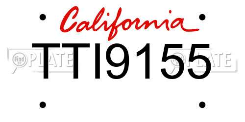 TTI9155 California License Plate