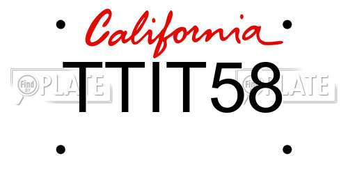 TTIT58 California License Plate