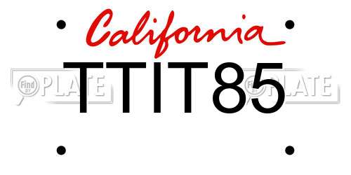 TTIT85 California License Plate