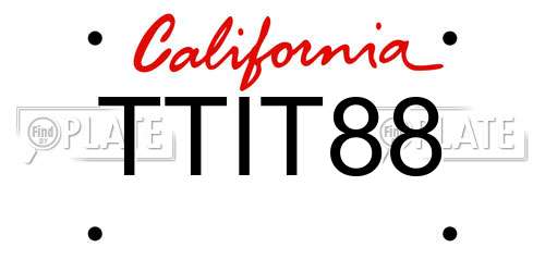TTIT88 California License Plate