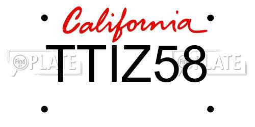 TTIZ58 California License Plate