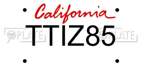 TTIZ85 California License Plate