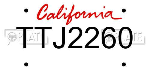 TTJ2260 California License Plate