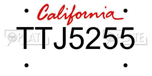 TTJ5255 California License Plate