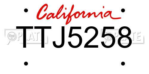 TTJ5258 California License Plate