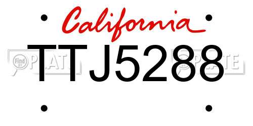 TTJ5288 California License Plate