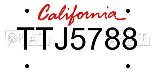 TTJ5788 California License Plate