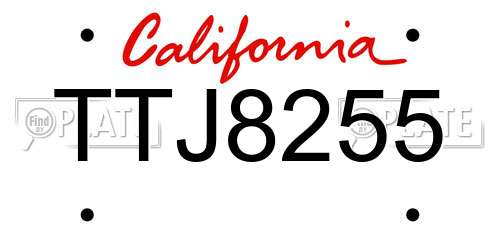 TTJ8255 California License Plate