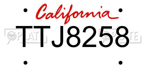 TTJ8258 California License Plate