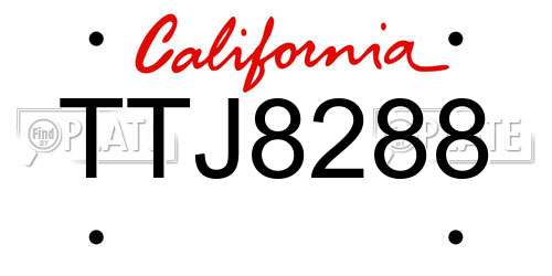 TTJ8288 California License Plate