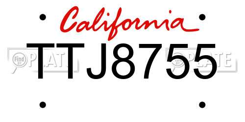 TTJ8755 California License Plate