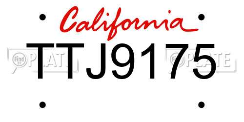 TTJ9175 California License Plate