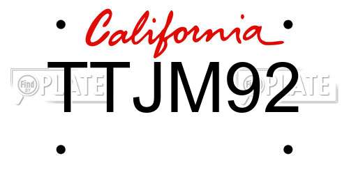 TTJM92 California License Plate