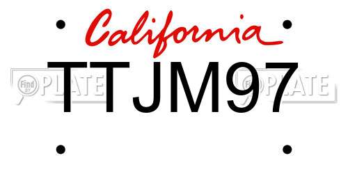 TTJM97 California License Plate