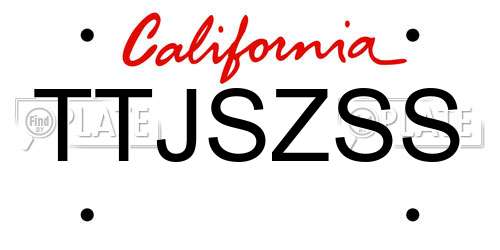 TTJSZSS California License Plate