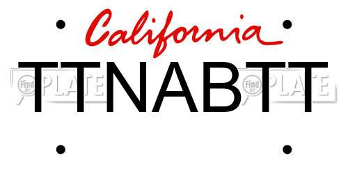 TTNABTT California License Plate