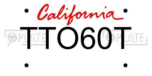 TTO60T California License Plate