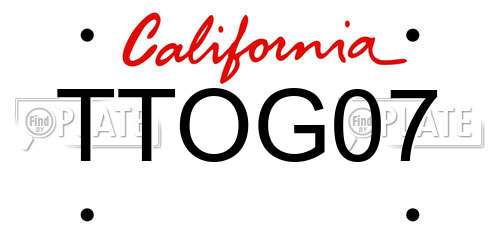 TTOG07 California License Plate