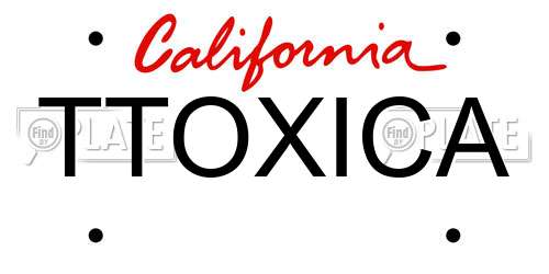 TTOXICA California License Plate