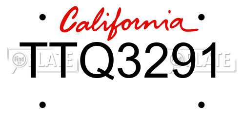 TTQ3291 California License Plate